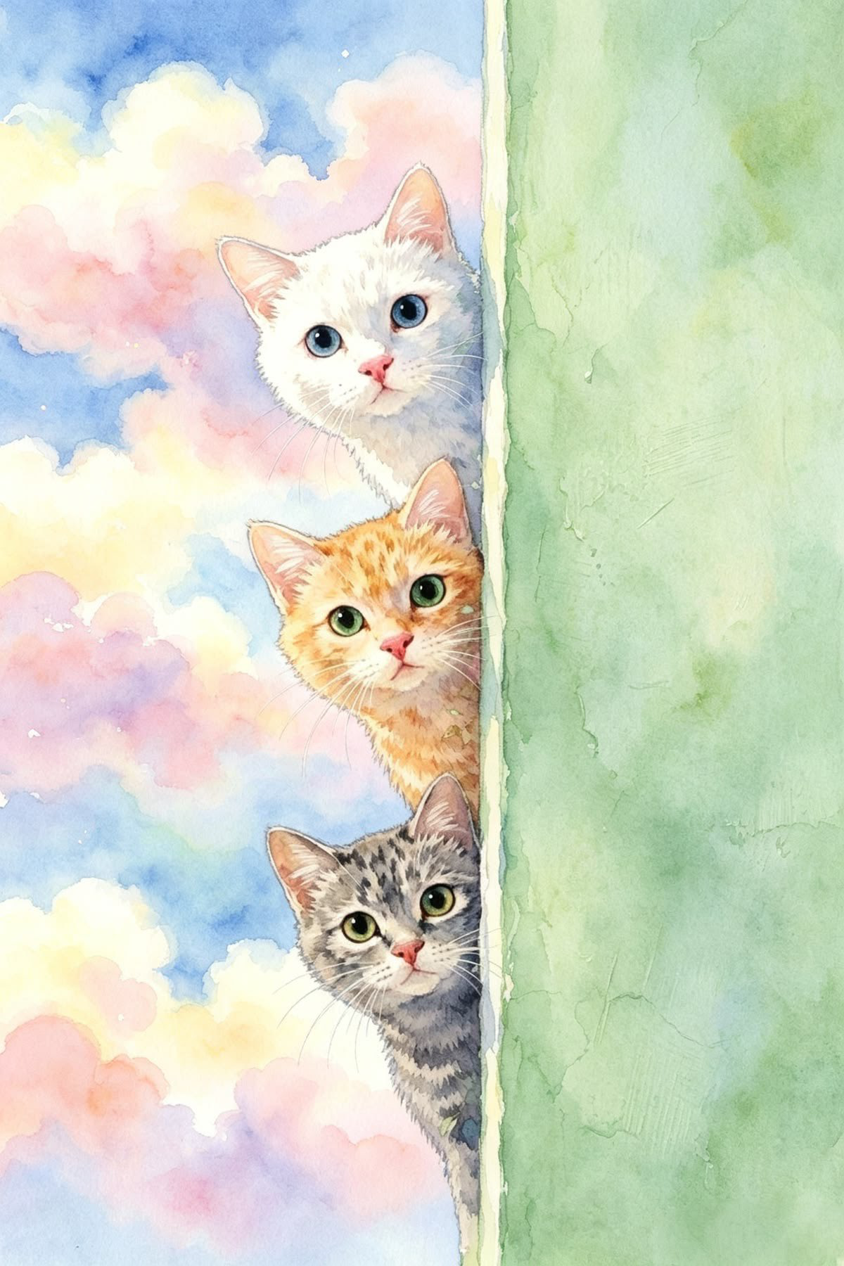 三只猫咪探出头