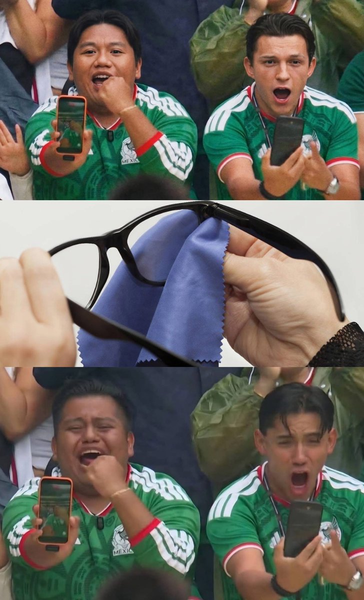 Tom Holland and Ned Leeds react to something on their phones