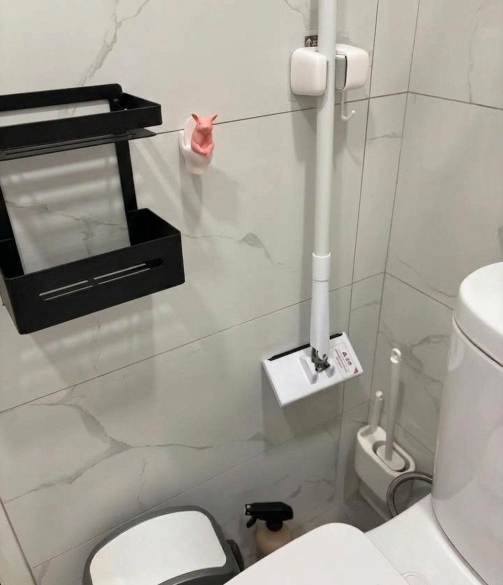 Funny bathroom accessory: a pig on a toilet