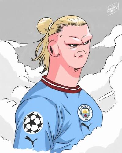 Haaland's Dragon Ball Z/Buu-inspired caricature