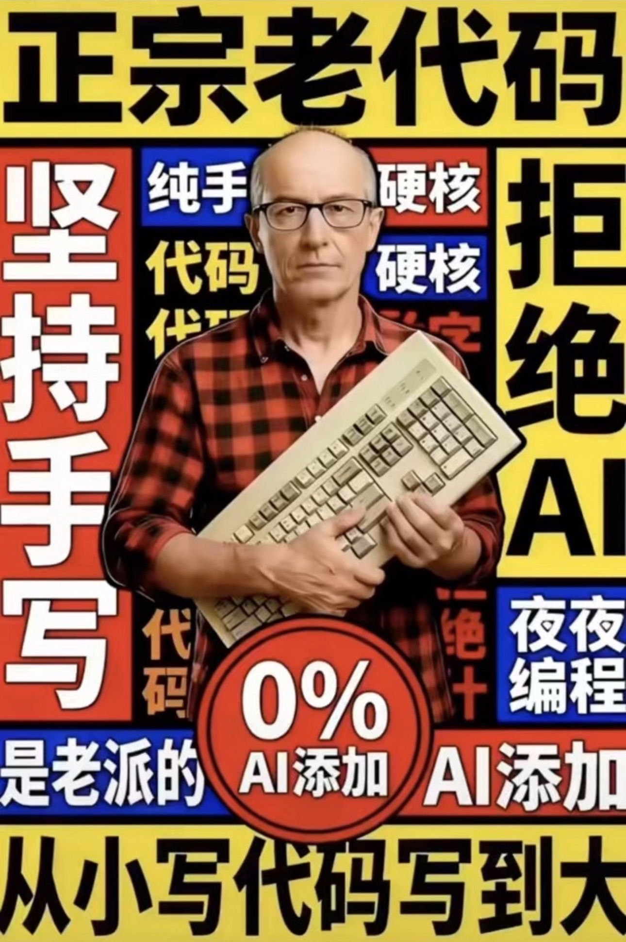 坚持手写代码，拒绝AI添加