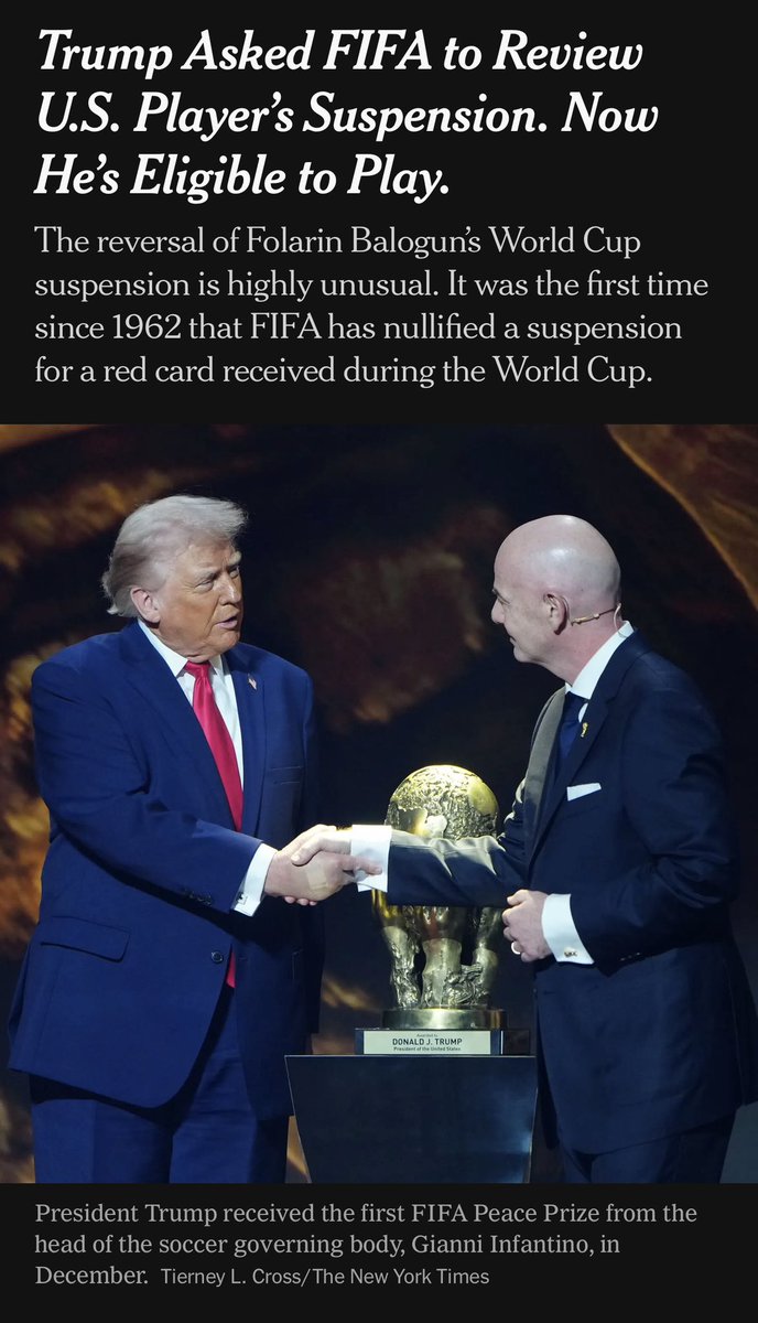 特朗普介入FIFA判罚 Balogun得以上场